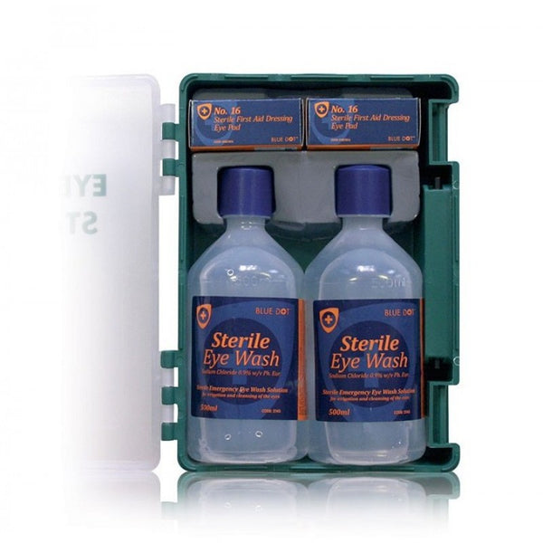 Sterile Eyewash First Aid Kit with Inbuilt Wall Mountable Bracket