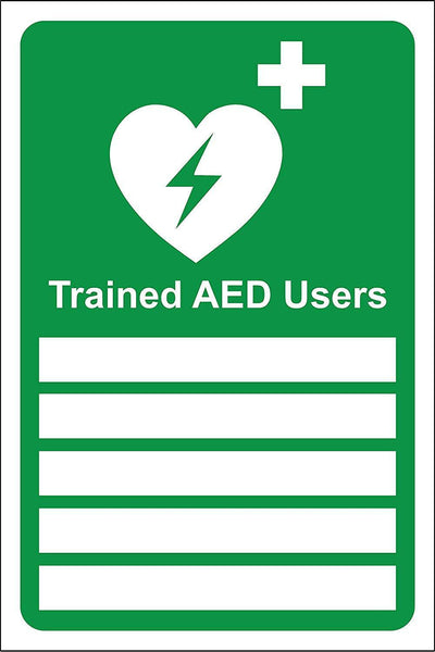 SIGN - TRAINED AED USER - A4 Adhesive Sign