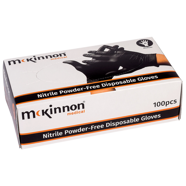 McKinnon Medical Black Nitrile Powder-Free Examination Gloves Box 100